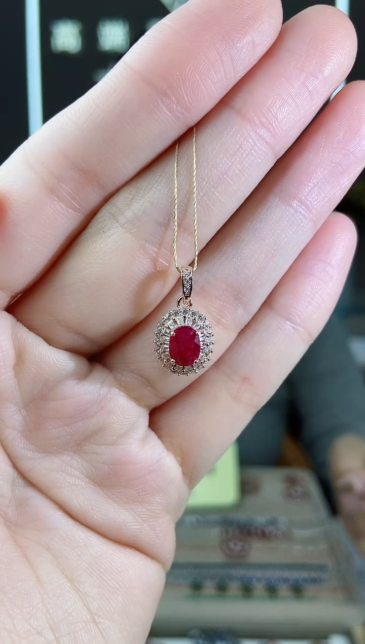 【闪购商品】红宝石颈饰银S925镶嵌颈饰