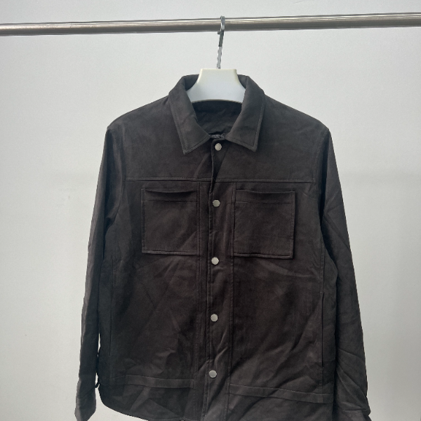 【G剪标】H009灰色麂皮绒工装外套 默认污渍