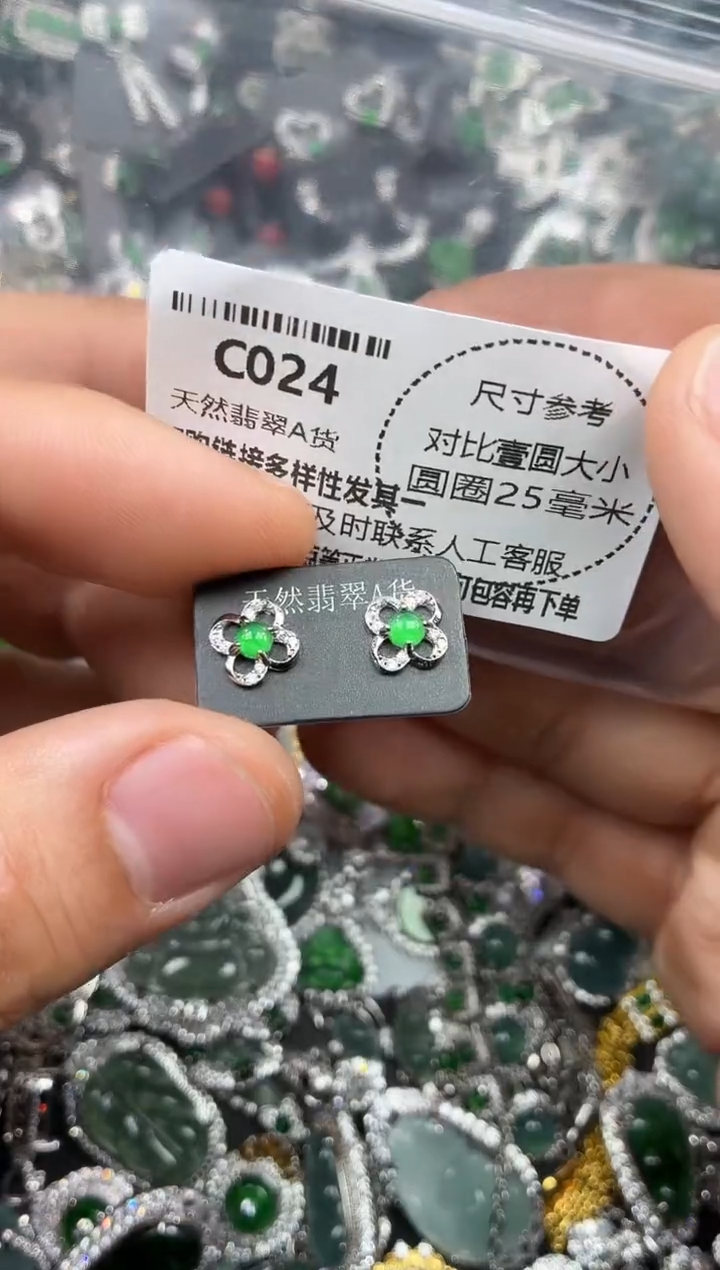 颈饰未镶嵌翡翠C024耳钉