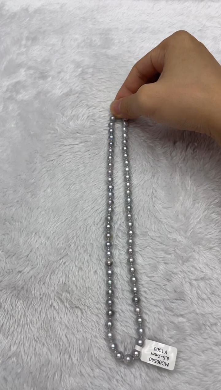 海水珍珠银S925镶嵌项链AK真多麻6-6.5mm（多样性发一）