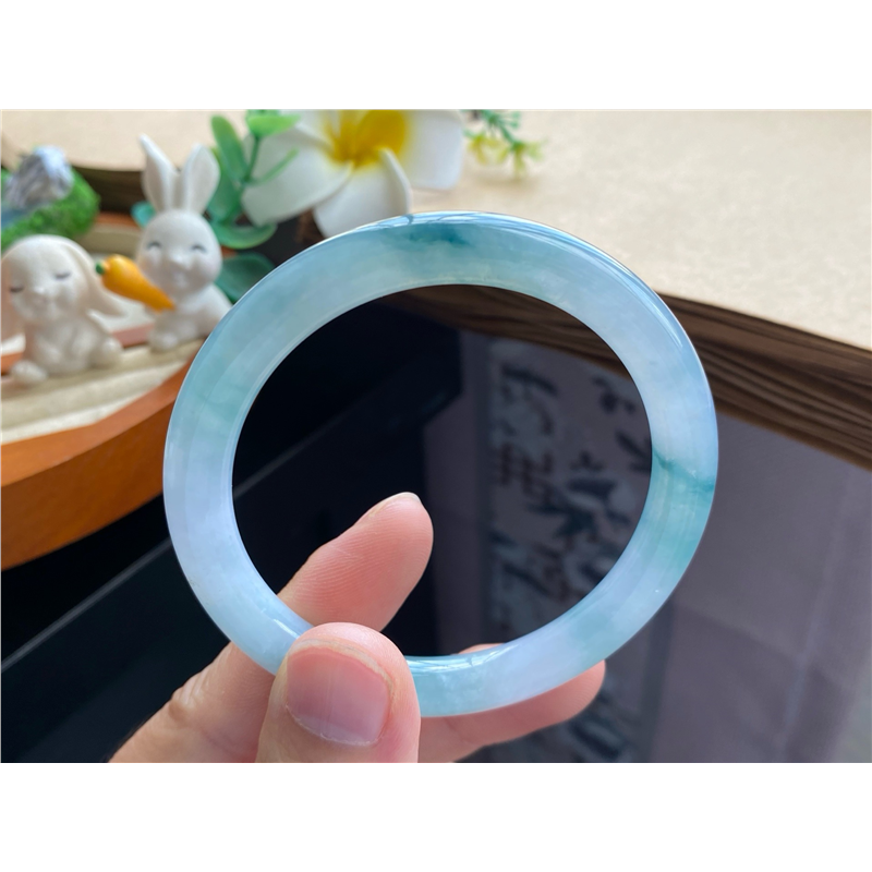 03.02批1342号53.6-7.4-7.9！圆条！冰飘花果冻镯！天然翡翠