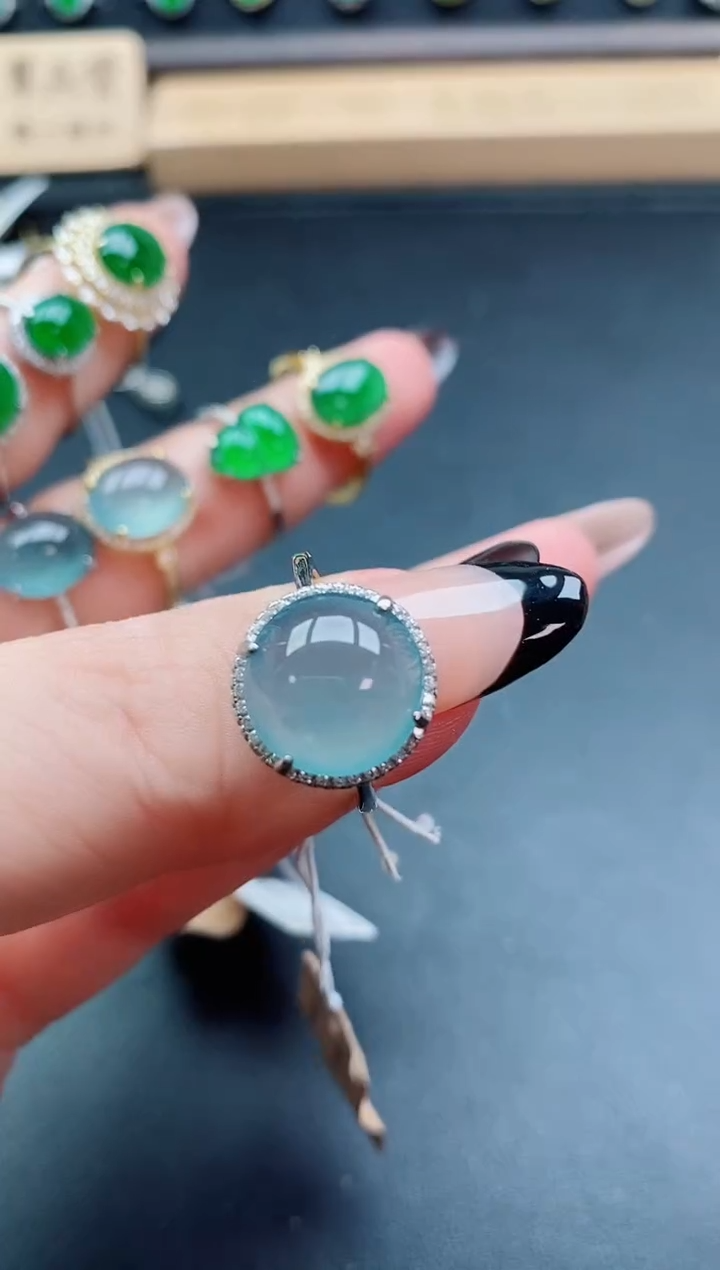 银S925镶嵌戒指翡翠1