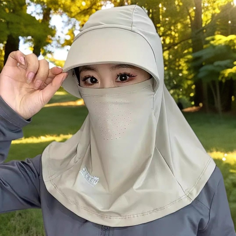 夏季男女全脸遮阳一体防晒帽防紫外线户外骑行冰丝护颈面罩太阳帽