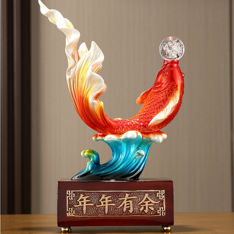 年年有余办公室锦鲤鱼桌面招财摆件玄关酒柜如鱼得水开业装饰礼品