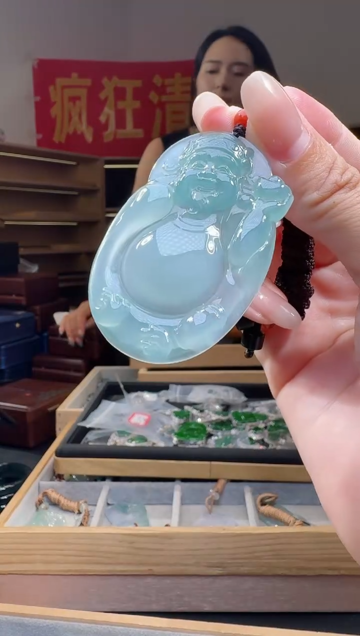 翡翠未镶嵌吊坠(不含链)纯天然A货翡翠财神（多样性发其一）