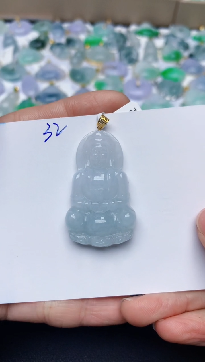【闪购商品】翡翠颈饰18K金镶嵌天然翡翠A货   
