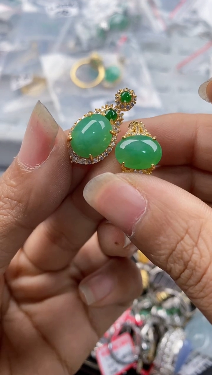 银S925镶嵌戒指翡翠999---7