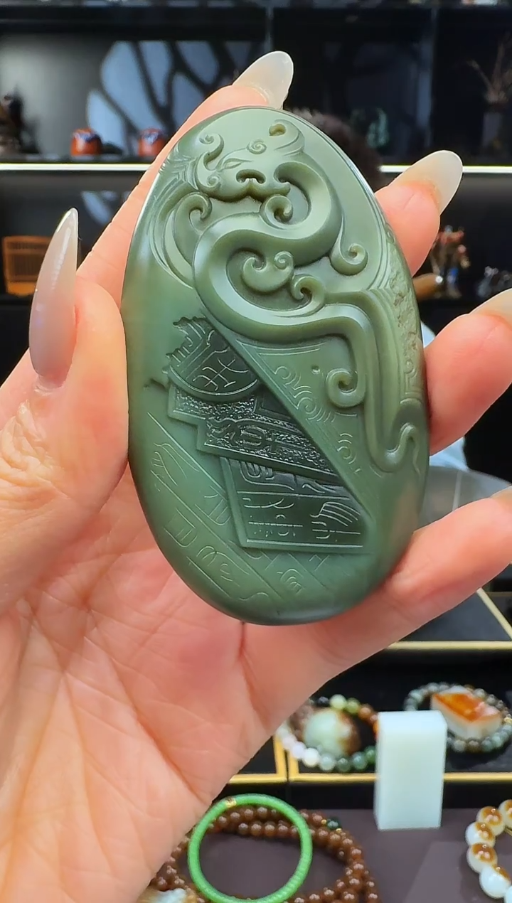颈饰未镶嵌和田玉蓝****炼挂件