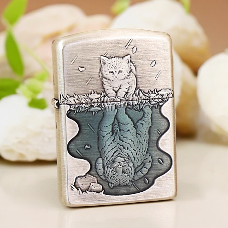 zippo打火机正品162盔甲熏银心有猛虎男士礼物煤油打火机DY99