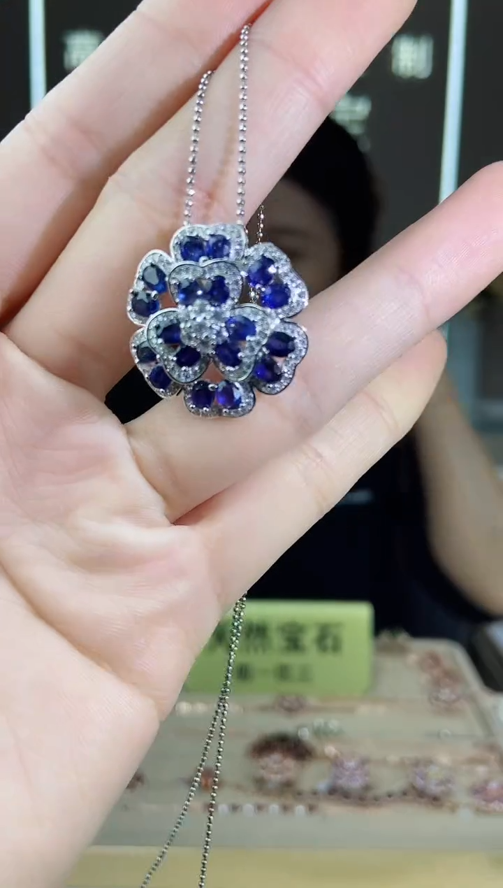【闪购商品】蓝宝石颈饰银S925镶嵌颈饰