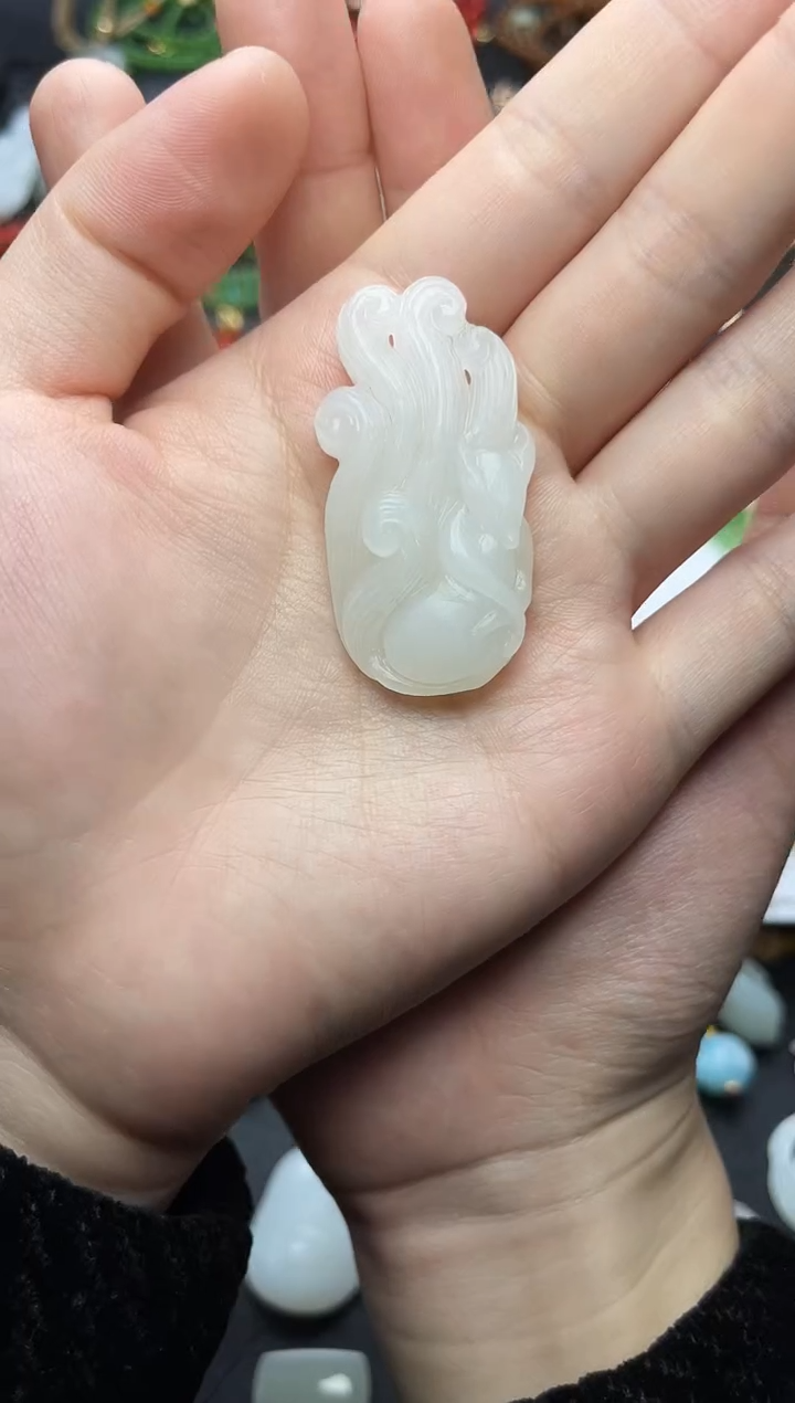 颈饰未镶嵌和田玉九尾狐【定制】06