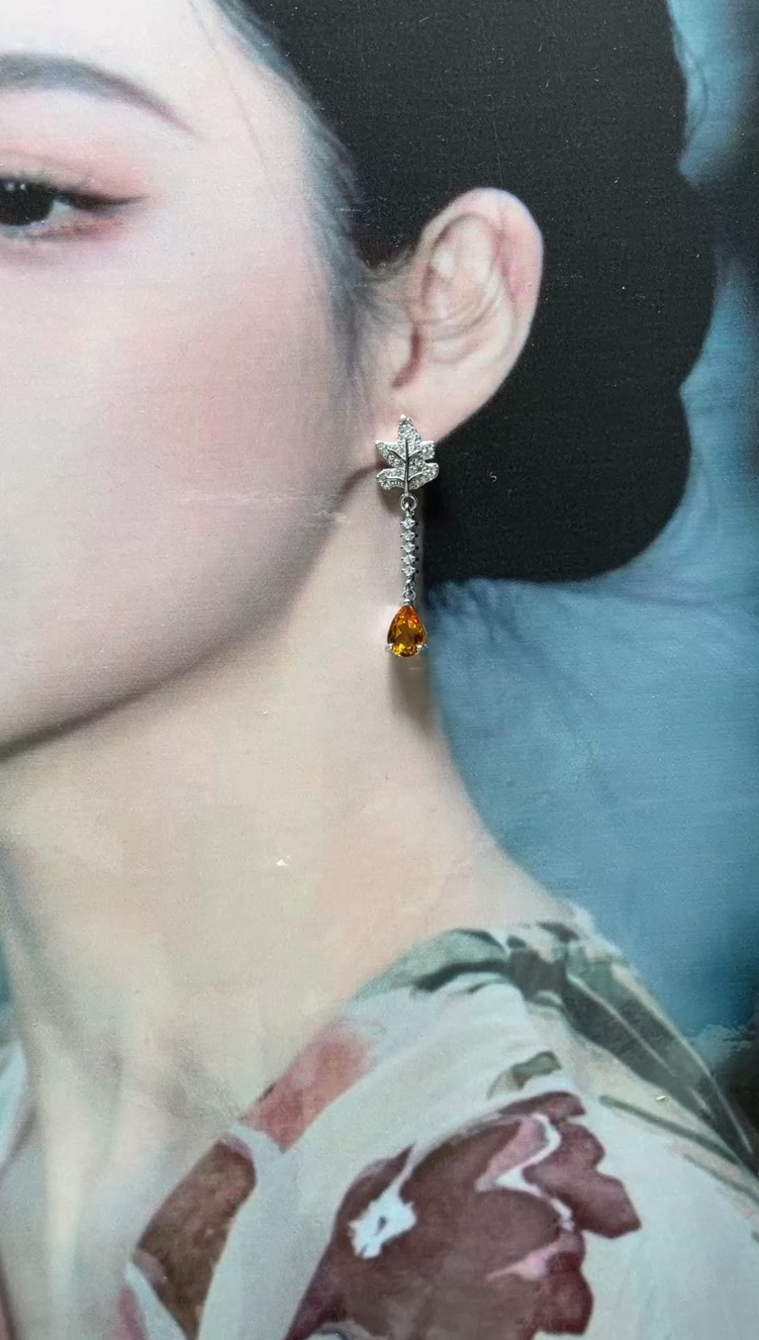 【闪购商品】黄晶耳饰银S925镶嵌0060