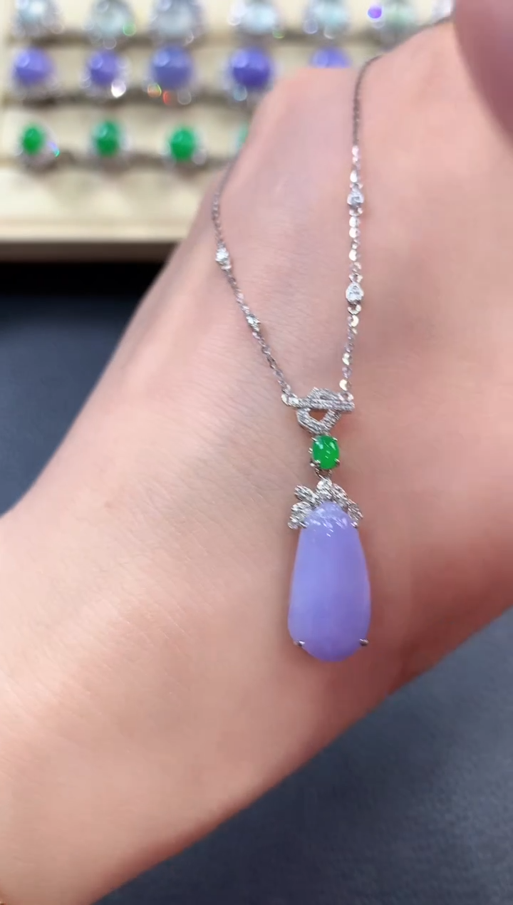 【闪购商品】翡翠套链18K金镶嵌b41有色差