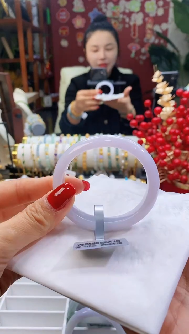 【闪购商品】翡翠手镯未镶嵌61粉紫5051正/12.6*6.9贵妃