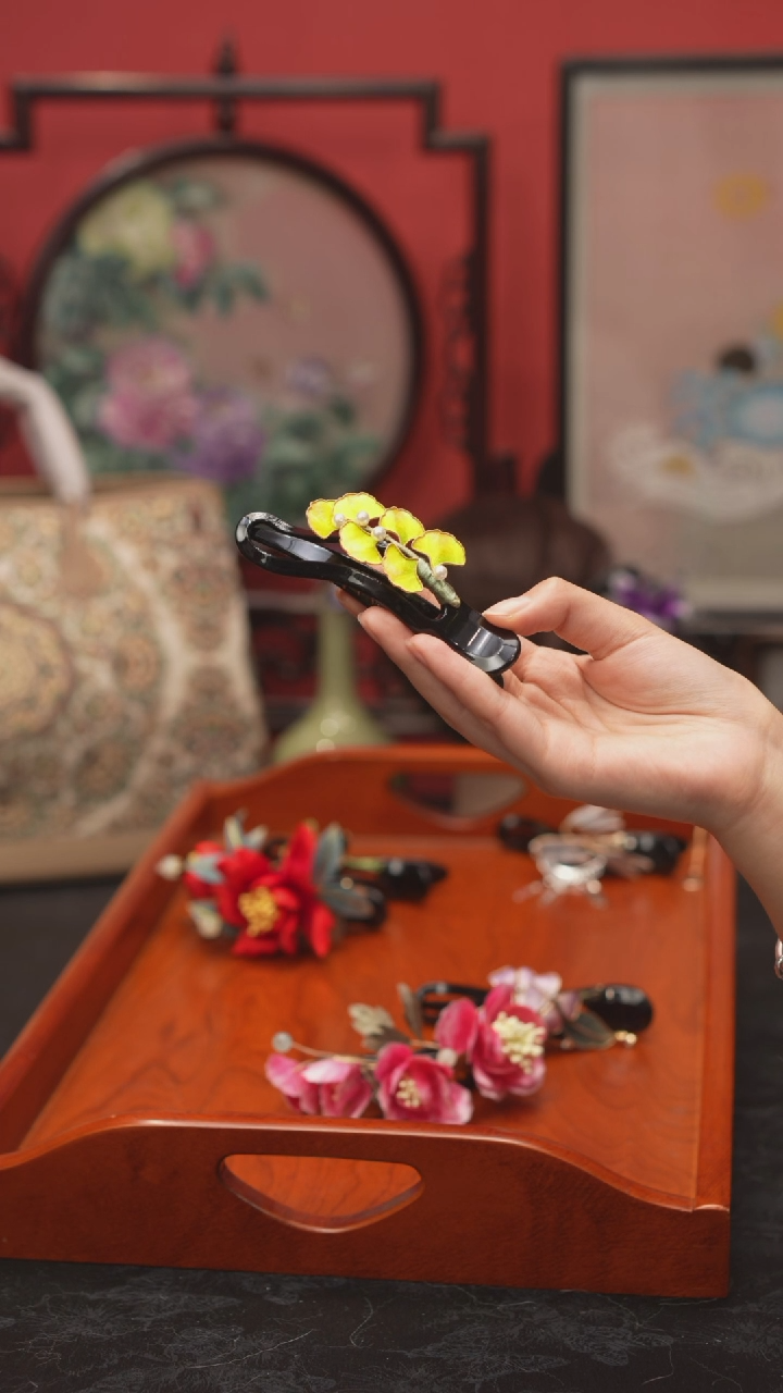 刺绣水*清非遗手工绒花饰品