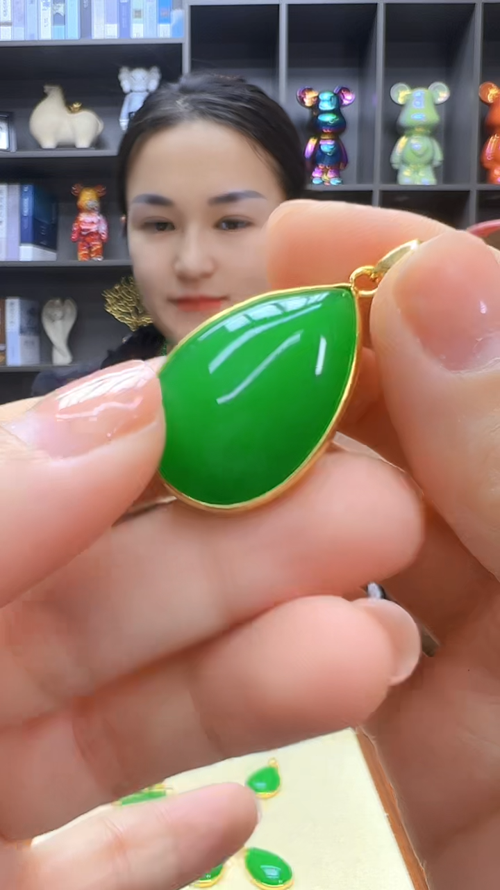 翡翠14K金镶嵌颈饰丹丹diy劲饰