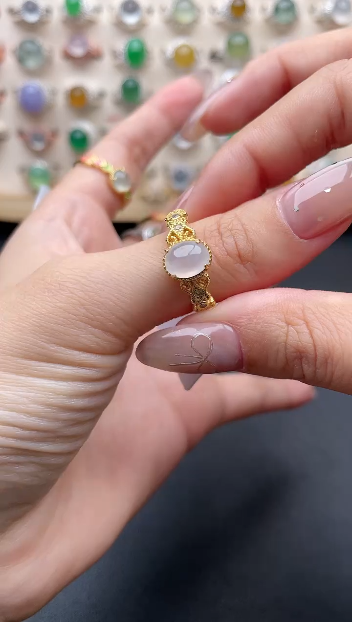 【闪购商品】翡翠戒指银S925镶嵌一物一证一礼盒