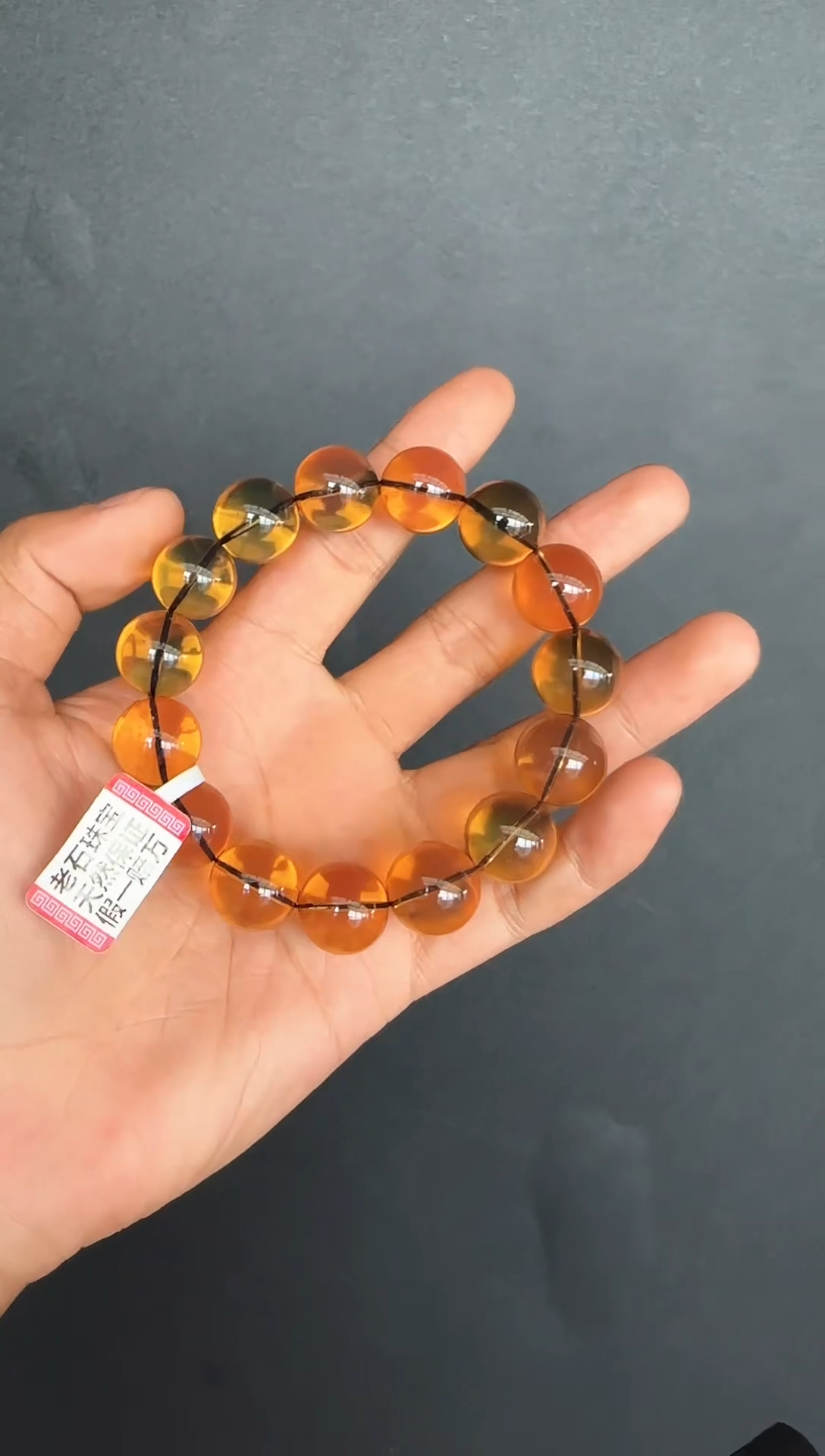 手串琥珀未镶嵌破***。*82缅甸琥珀紫蓝珀手串15mm
