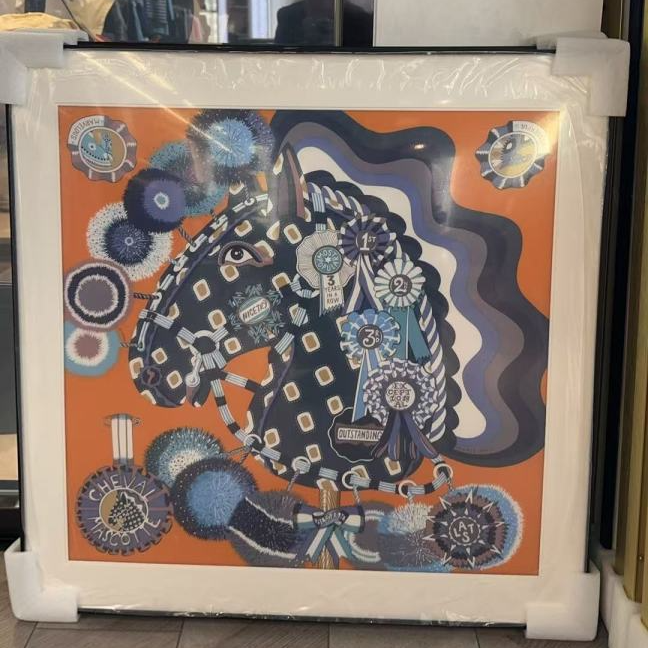 99新 Hermes/爱马仕 【九筒奢品】Cheval Mascotte丝巾70*70cm/7327