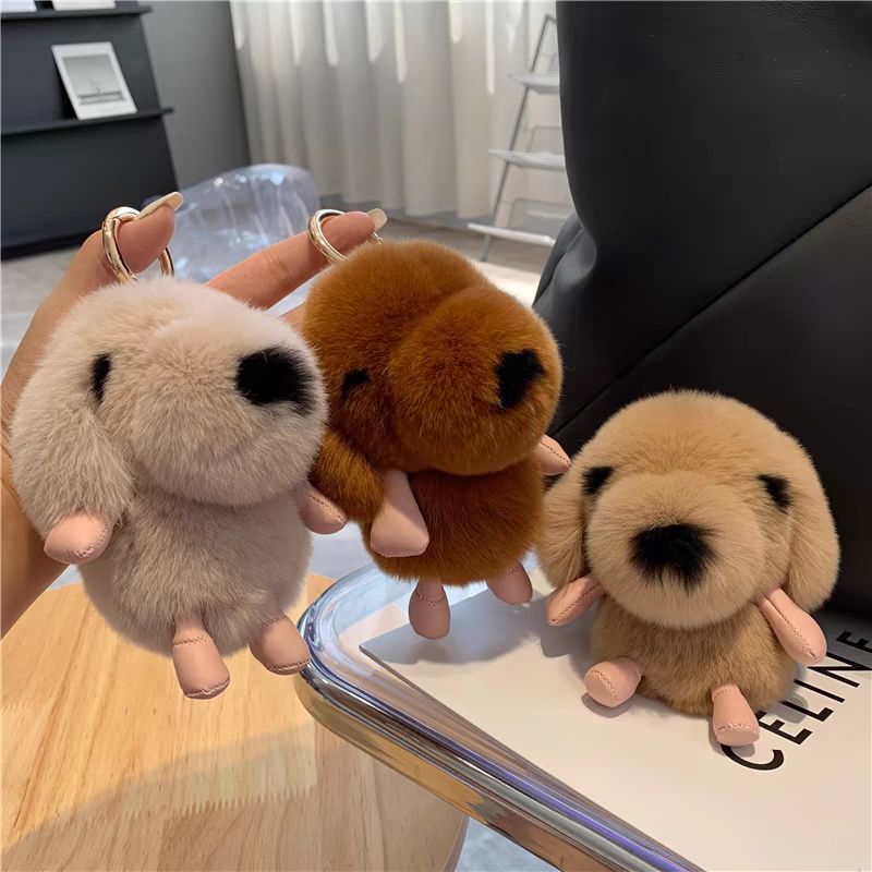 【可爱小狗】真獭兔毛汽车钥匙扣挂件包挂饰