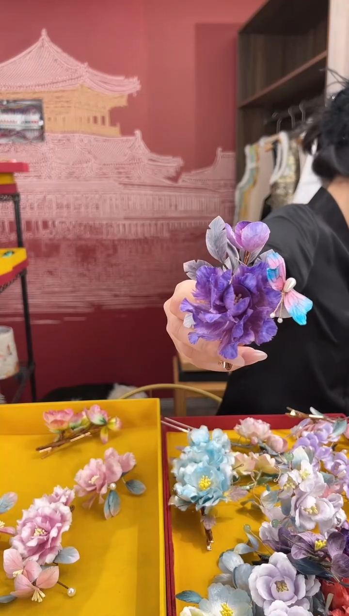 【闪购商品】刺绣非遗绒花（发饰）