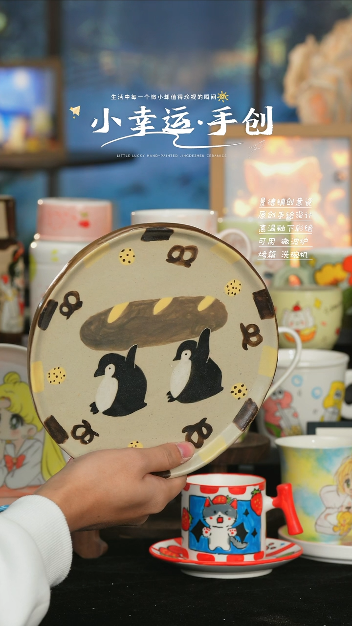 【闪购商品】小幸运纯手工手绘陶瓷