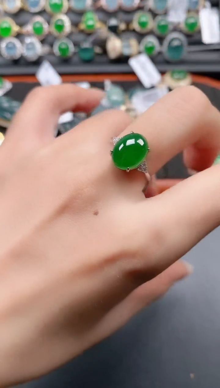 银S925镶嵌戒指翡翠111