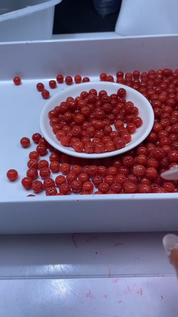 未镶嵌颈饰玛瑙/玉髓W1861柿子红色莲花珠10mm*5颗