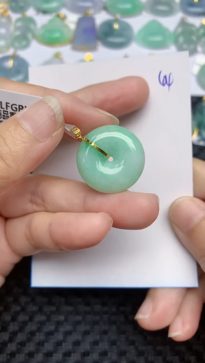 翡翠18K金镶嵌颈饰天然A货翡翠 44