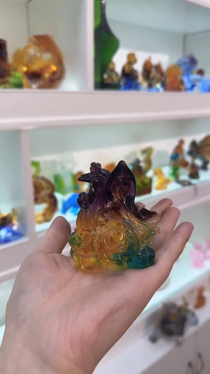 手工艺品琉璃深色凤凰