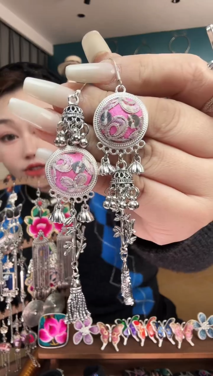 刺绣纯手工民族风刺绣耳环