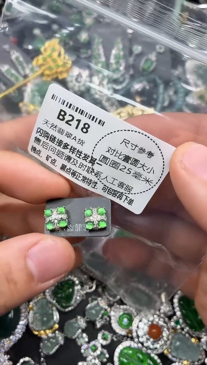 颈饰未镶嵌翡翠B218耳钉