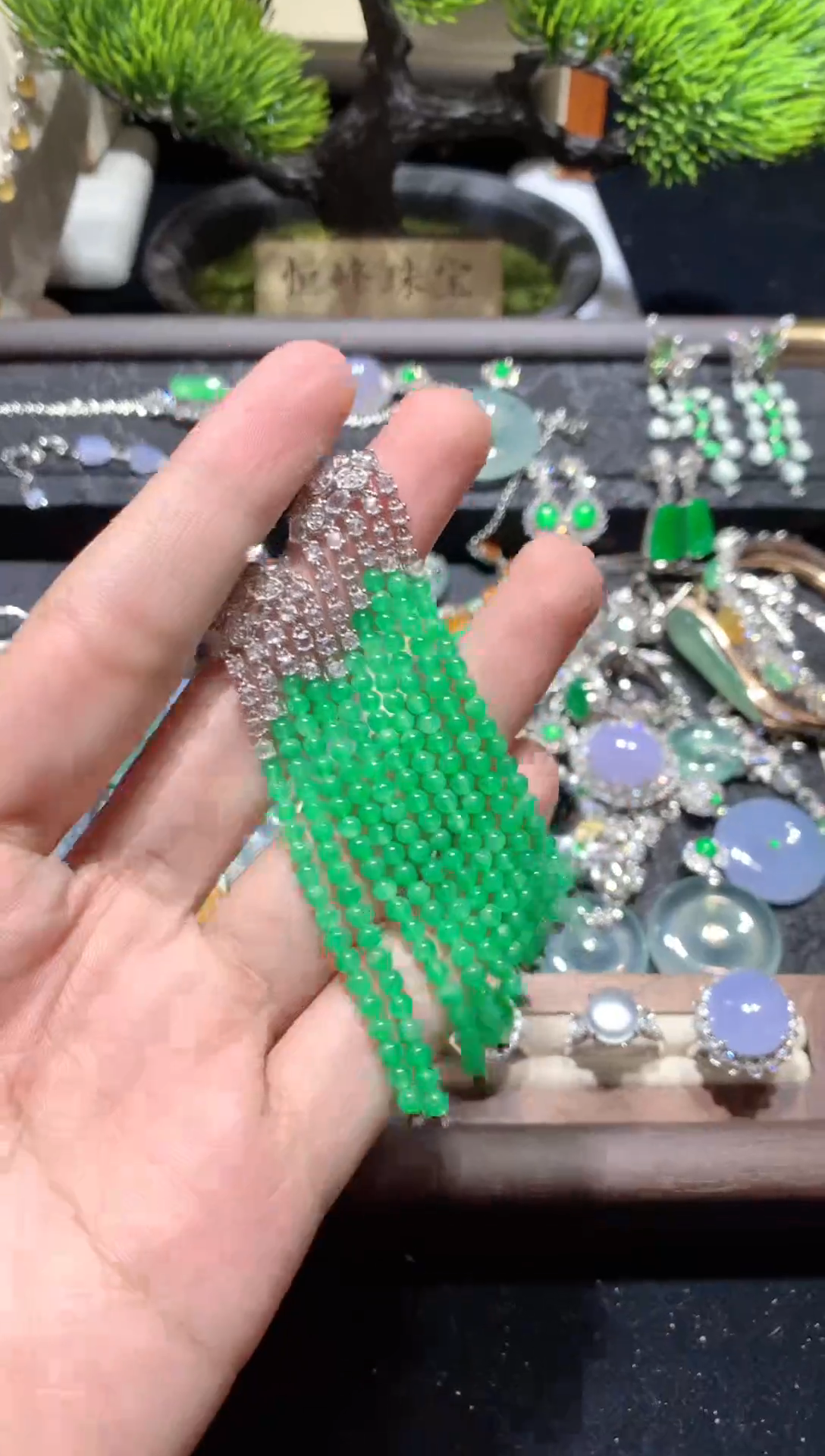 18K金镶嵌手链翡翠柠*耳饰