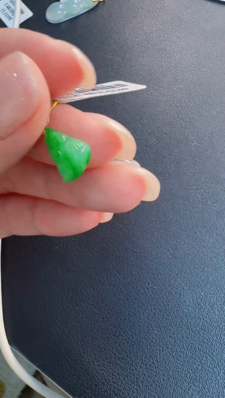 翡翠18K金镶嵌颈饰缅甸翡翠A货挂件