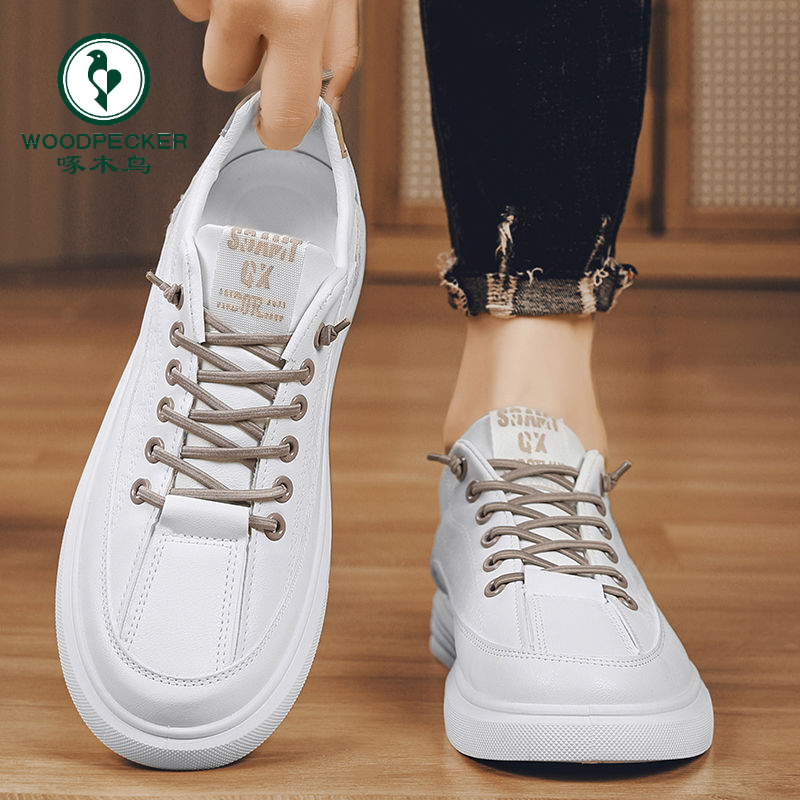 【正品】啄木鸟春季男士透气小白鞋运动休闲板鞋潮鞋懒人一脚蹬鞋子