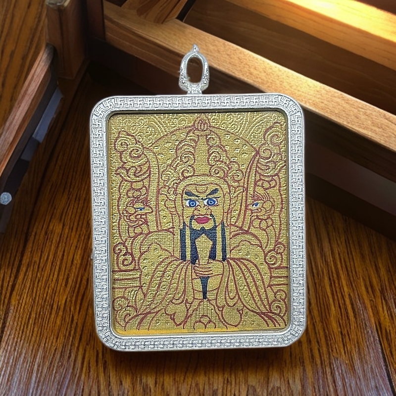 纯手绘唐金唐五爷吊坠黑财神唐卡唐卡