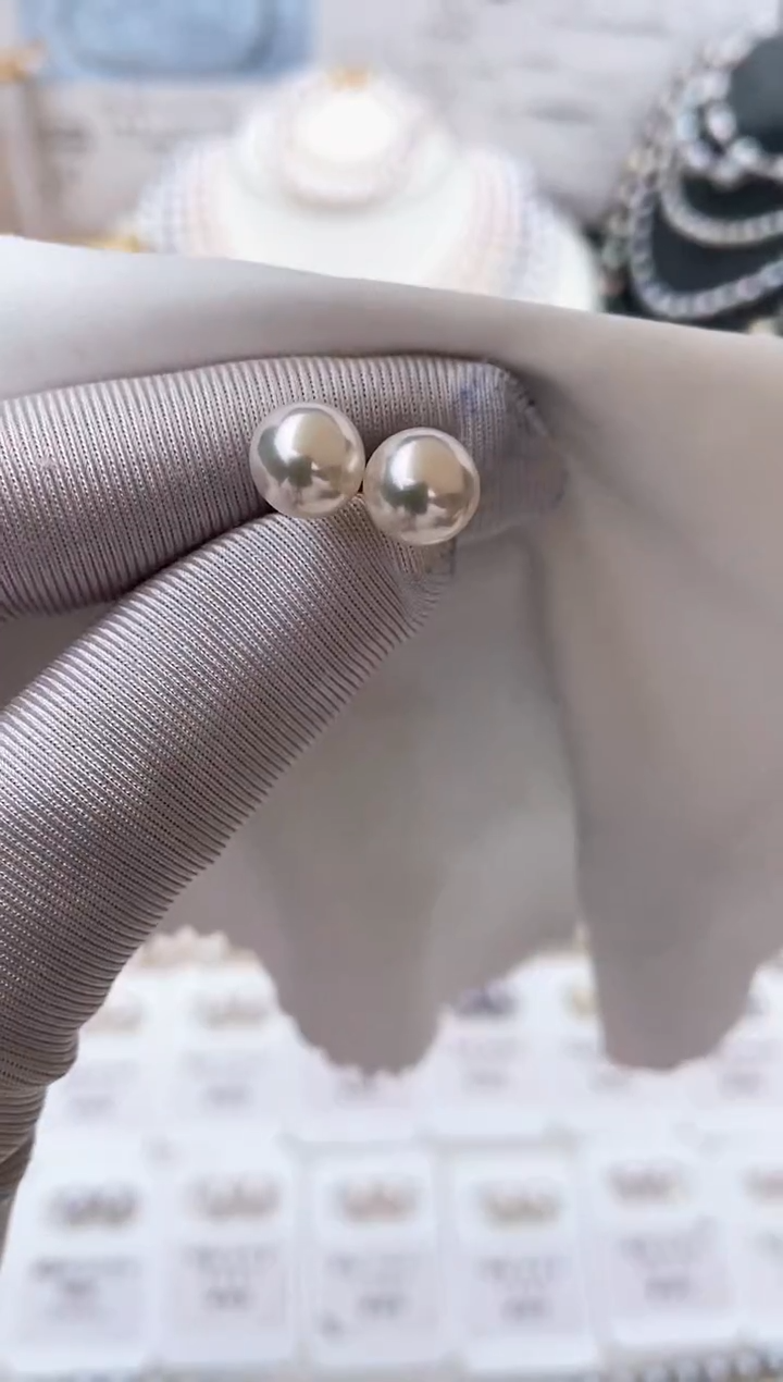 【闪购商品】海水珍珠耳饰18K金镶嵌特选福利7.5-8mm不退不换