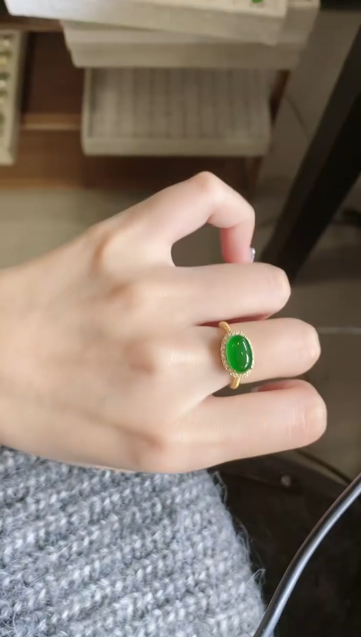 【闪购商品】翡翠戒指银S925镶嵌-600