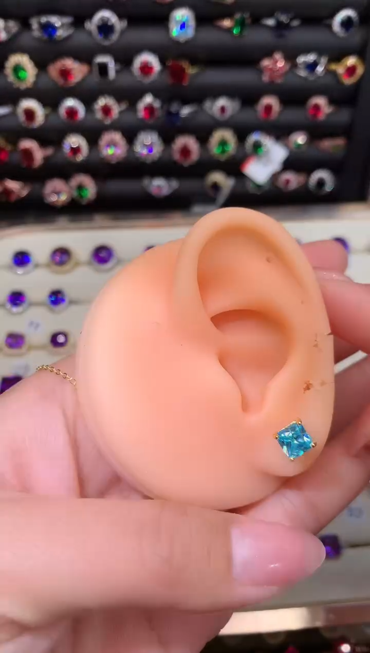 【闪购商品】海蓝宝石耳坠银S925镶嵌6金