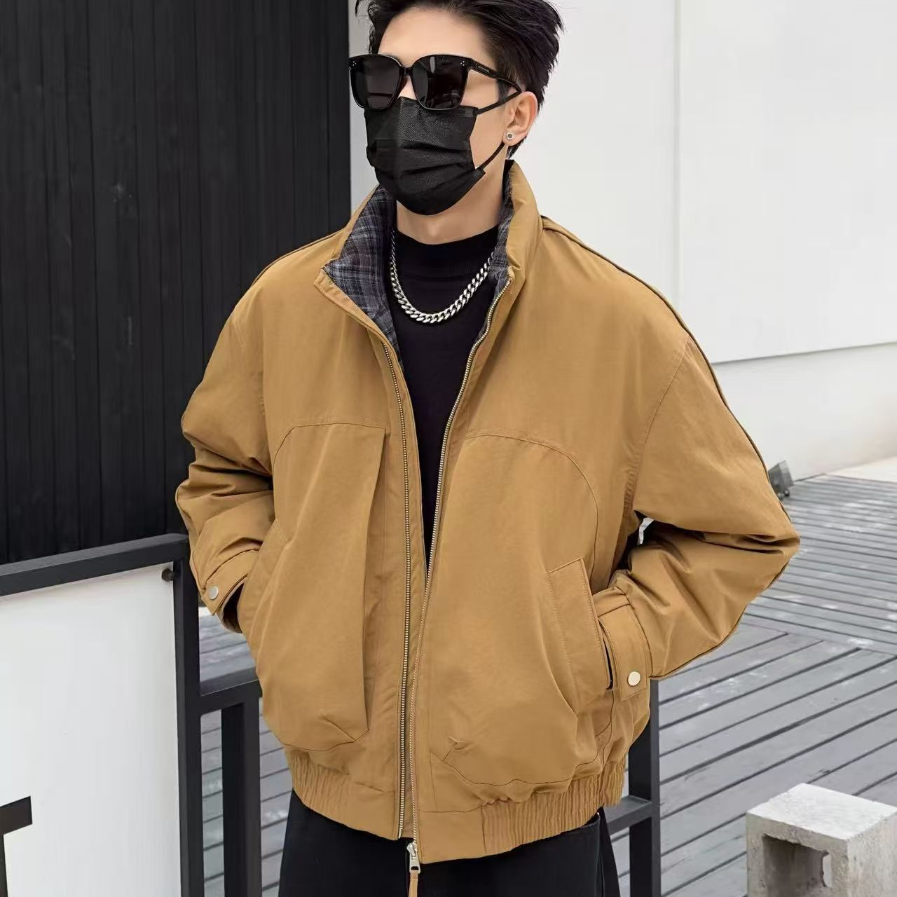 吉米赛欧【简约拼接】6L2553011 保暖高质量户外时尚韩版连帽