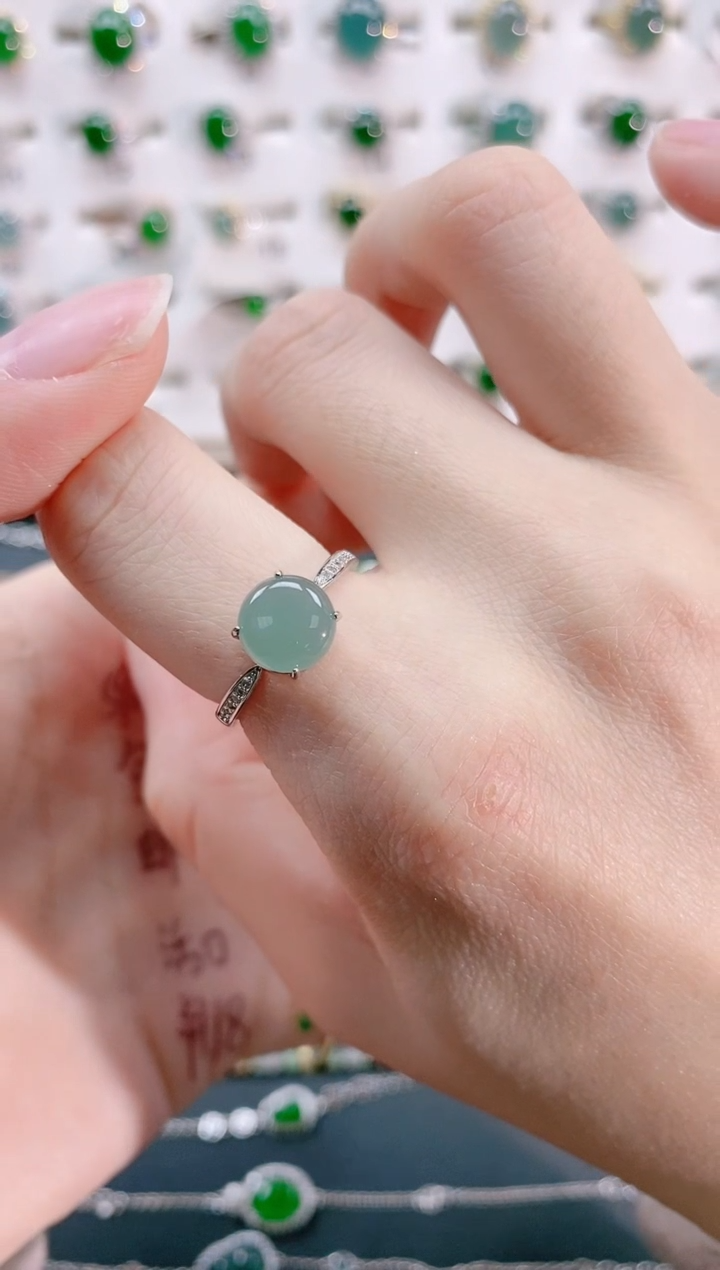 【闪购商品】翡翠戒指银S925镶嵌天然翡翠