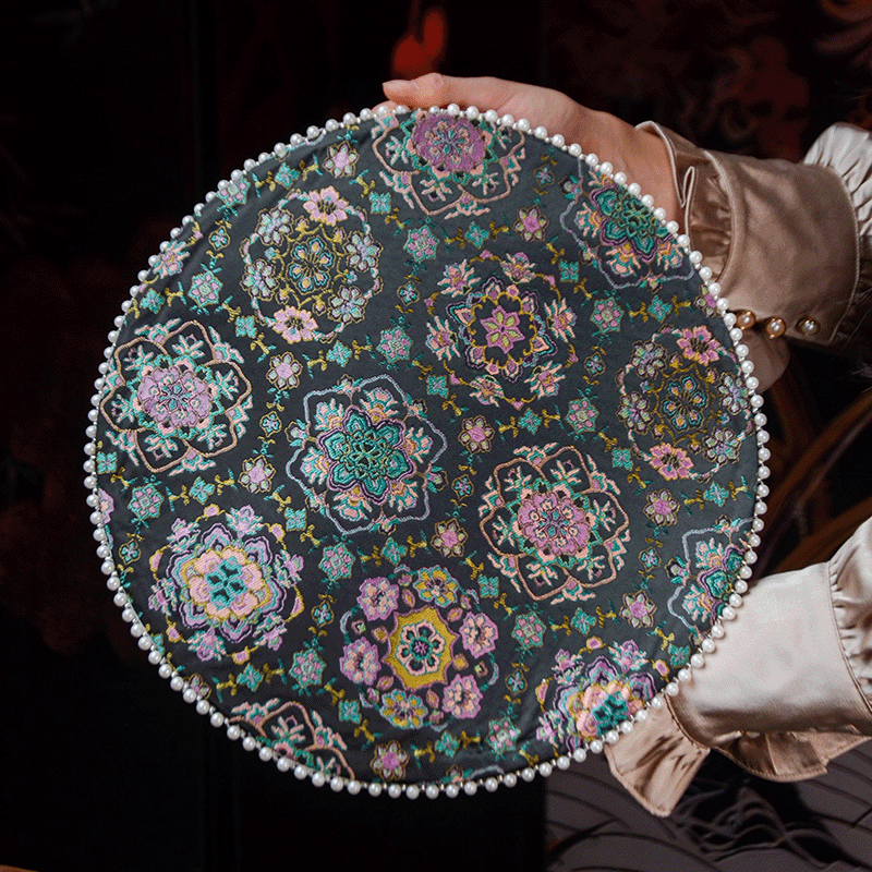 新中式香云纱茶席双层双面茶道配件万花圆茶席长茶席