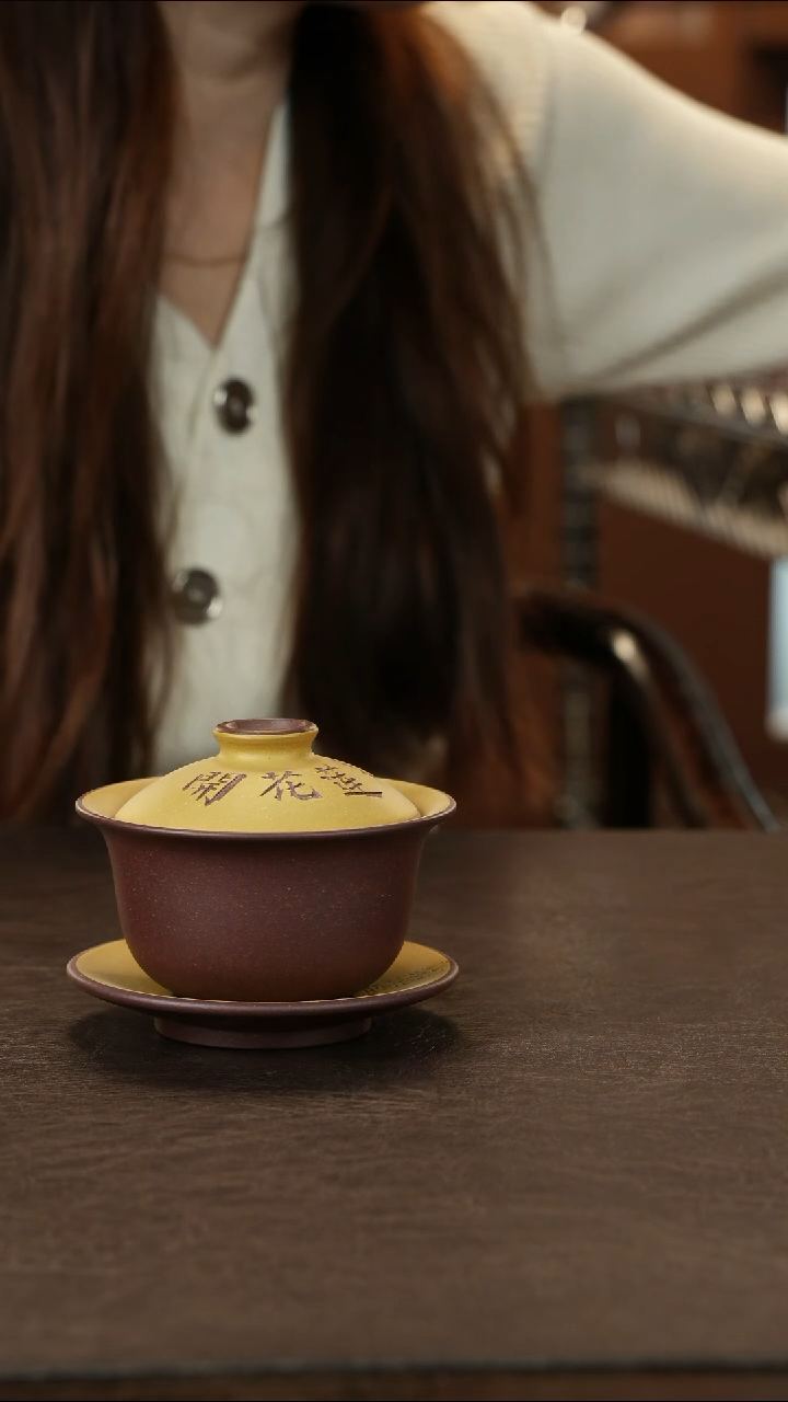 紫砂盖碗粉浆盖碗 心是莲花开