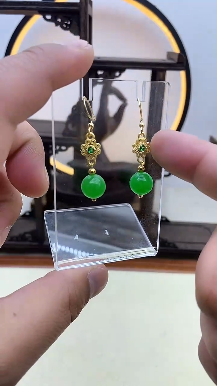 【闪购商品】翡翠耳饰14K金镶嵌104号