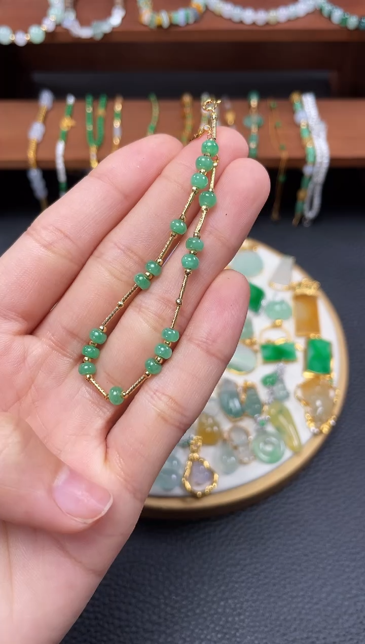 【闪购商品】翡翠套链18K金镶嵌一个   JK105