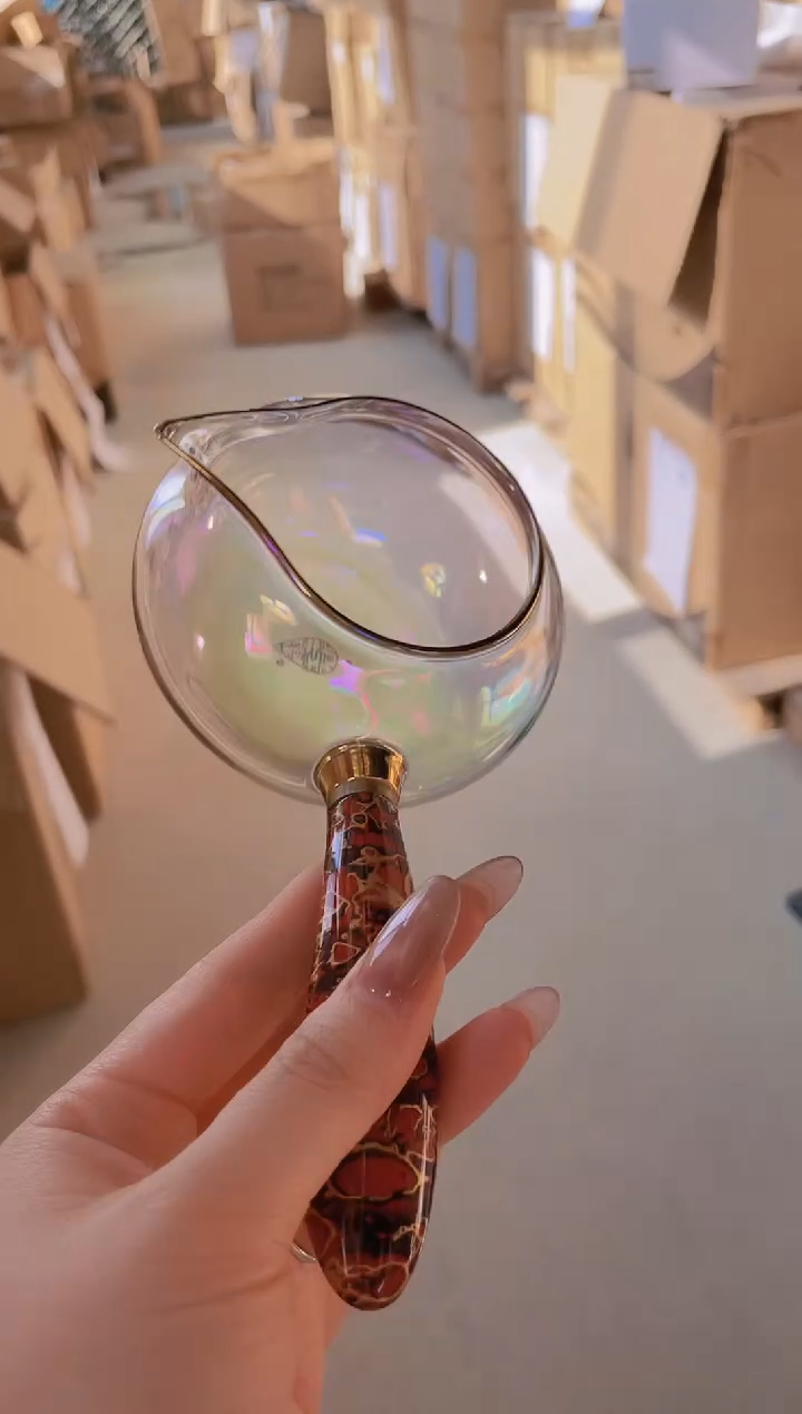玻璃手工艺品漆彩大肚公杯啊啊啊侧把