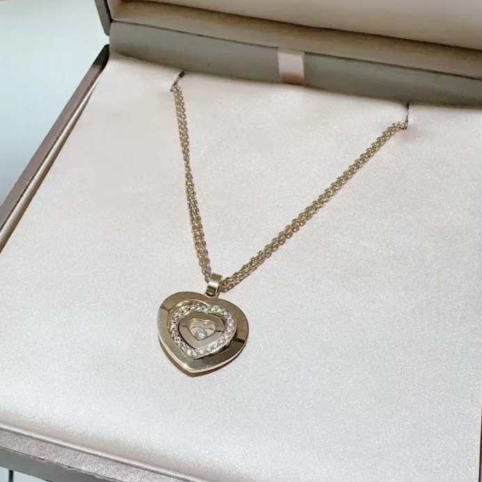 99新 Chopard/萧邦 小花6欢 快乐钻 爱心 项链 18K黄金