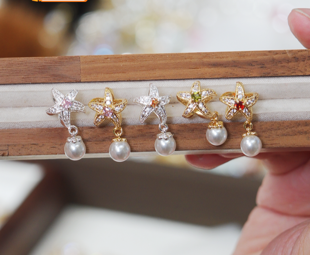 到手2个 双面海星三通diy饰品配件手工串珠手机饰品