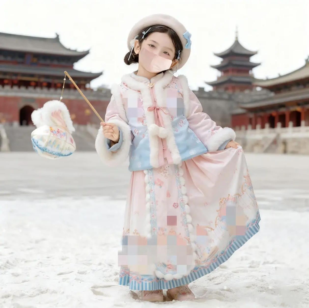 汉服女童2025冬款儿童新中式中国风超仙加厚明制马面裙套装拜年服