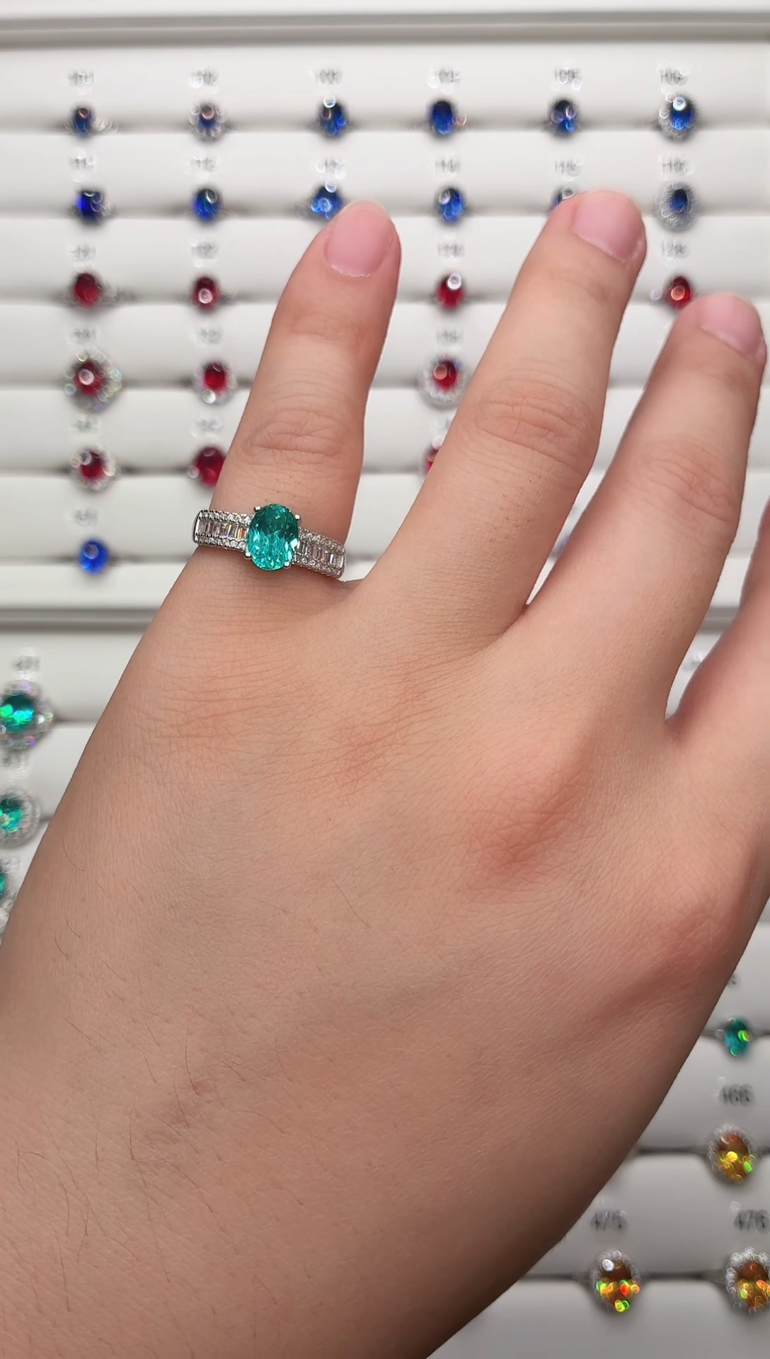 银S925镶嵌戒指碧玺12345678987